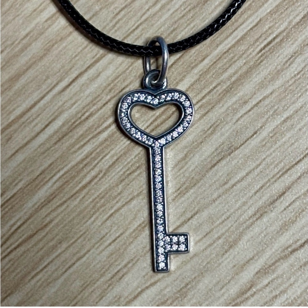 Key Pendant Cubic Zirconia Sterling Silver Filled